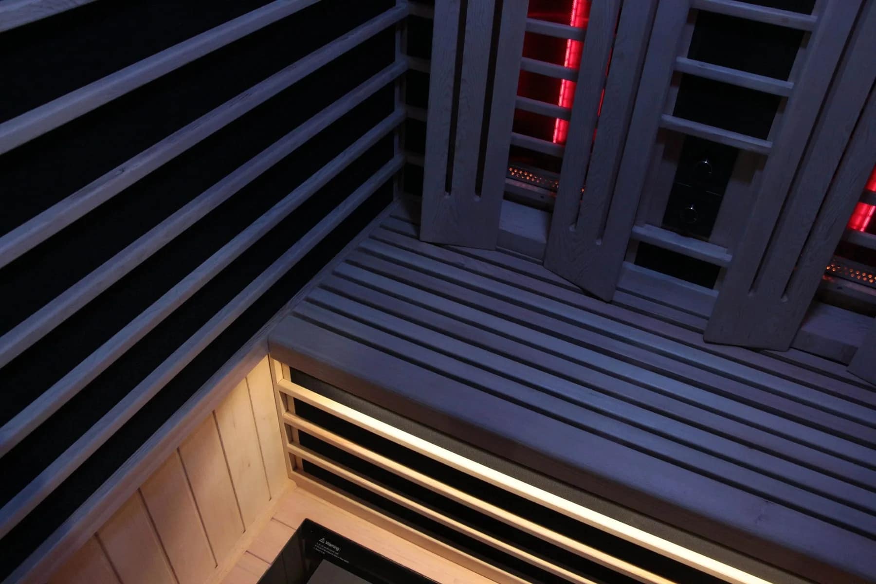 Corner bench with strip lighting inside the Sun Home Eclipse