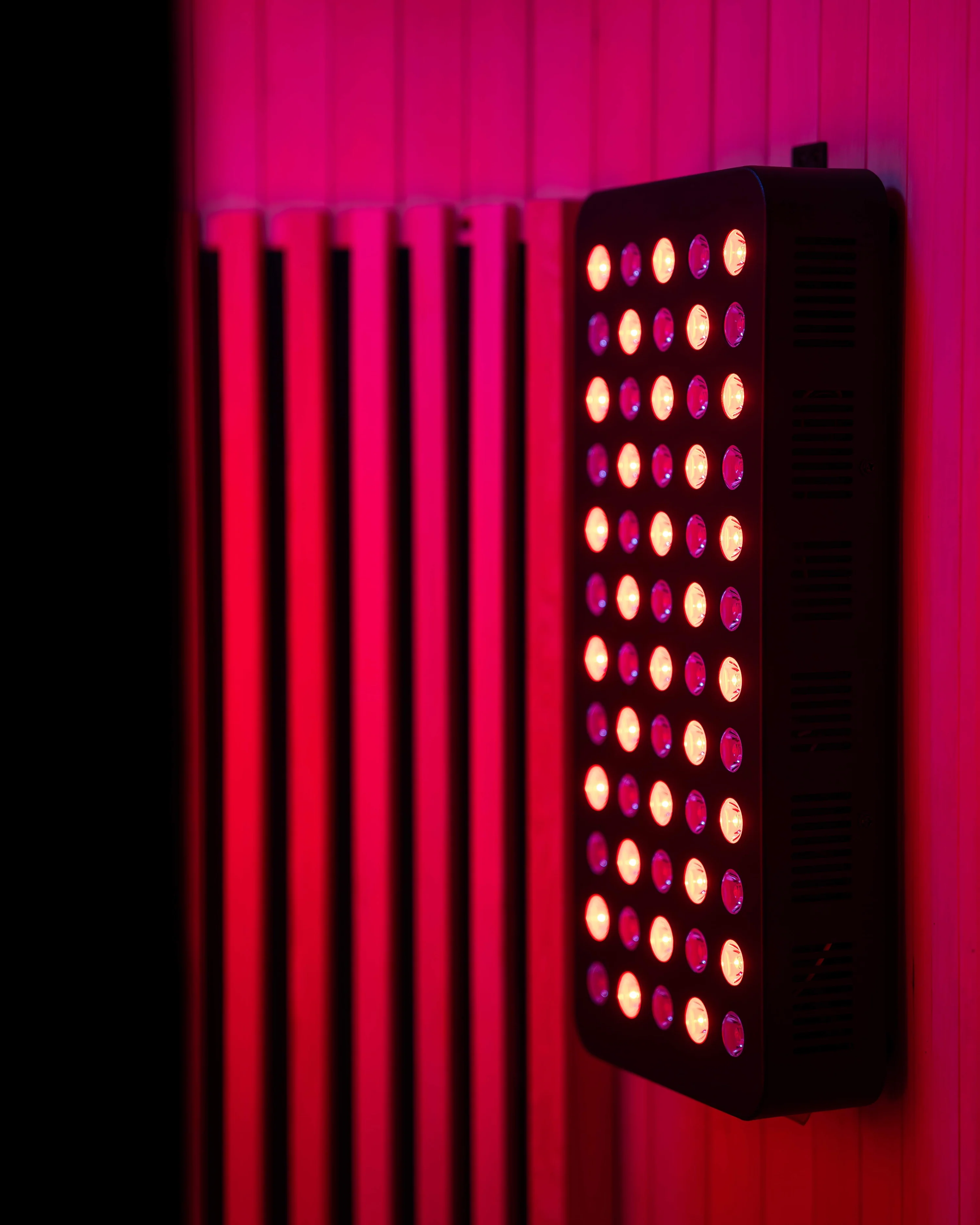 Red light therapy panel inside the Sun Home Pod
