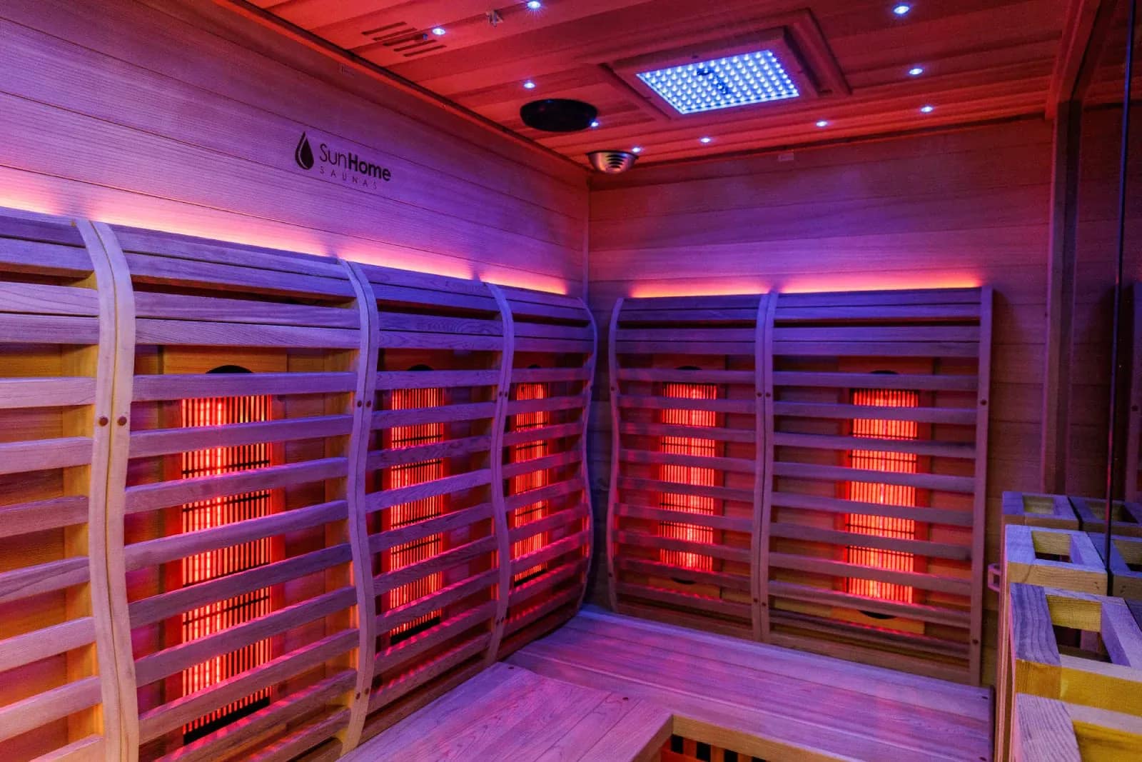 Heater panels in a corner of the Sun Home Luminar 5-Person